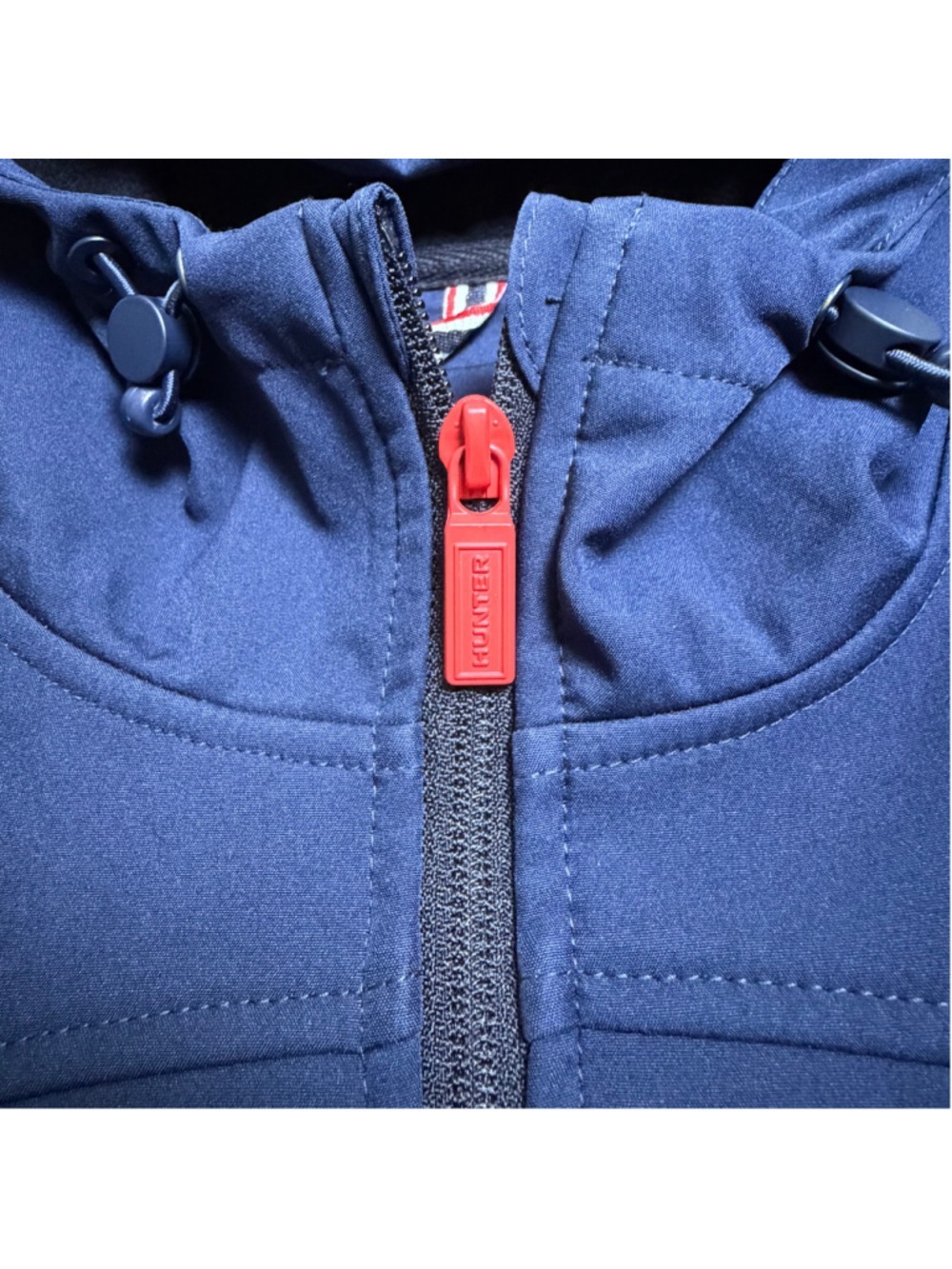 Hunter Navy Hooded Jacket Classic Florence Adjustable Drawcord Zip Front Large - Picture 6 of 11